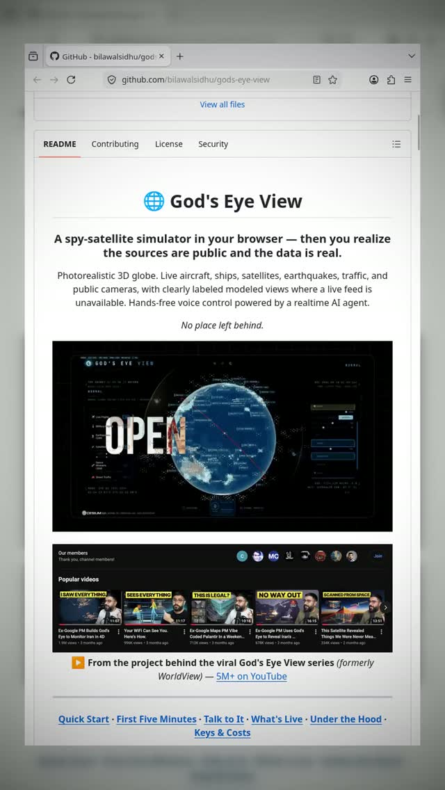 God's Eye View: The Open Source Spy Satellite Simulator

God's Eye View is a browser-based spy satellite simulator that