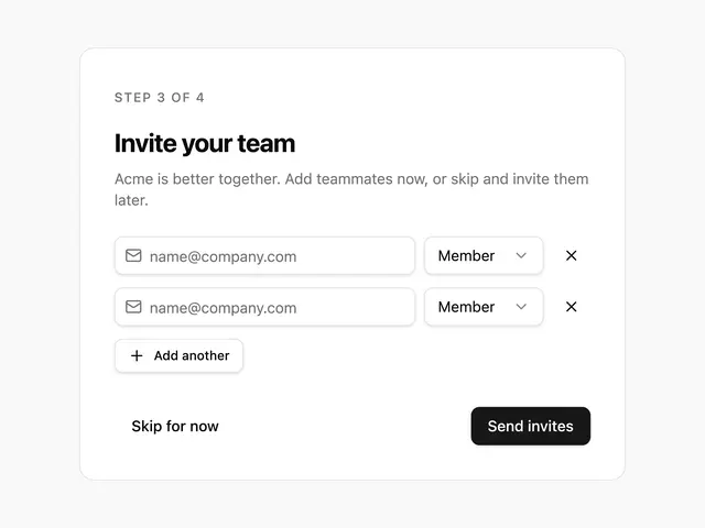 Invite Team Onboarding Step