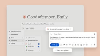 Claude can now send emails and manage Google Drive via updated Google connectors with new UI components, directly from t
