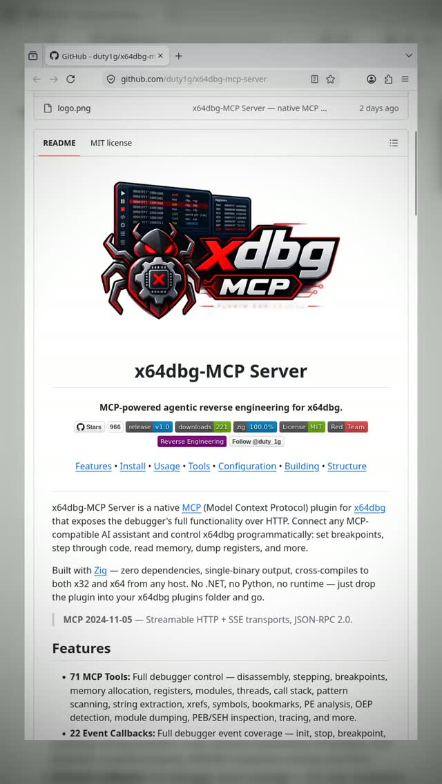 Your AI assistant can now actively drive a real debugger. 

The x64dbg-mcp-server is the bridge that lets your AI assist