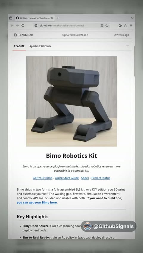 You can 3D print this walking robot, train its behavior in simulation, then run the same logic on the real machine. 

Th