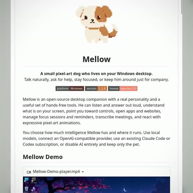 This little pixel dog lives on your desktop—and it is actually an AI assistant. 

Mellow is a pixel-art dog that lives o