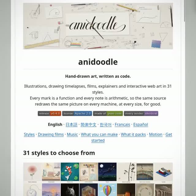 This Code Library Animates Drawings Stroke by Stroke 

anidoodle is the code library that makes your illustrations look