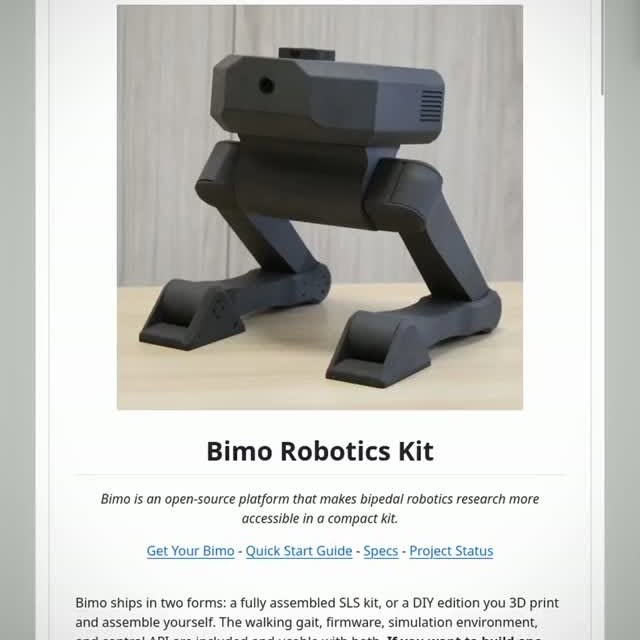 You can 3D print this walking robot, train its behavior in simulation, then run the same logic on the real machine. 

Th
