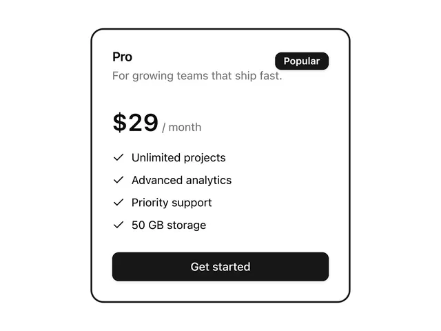 Pricing Card