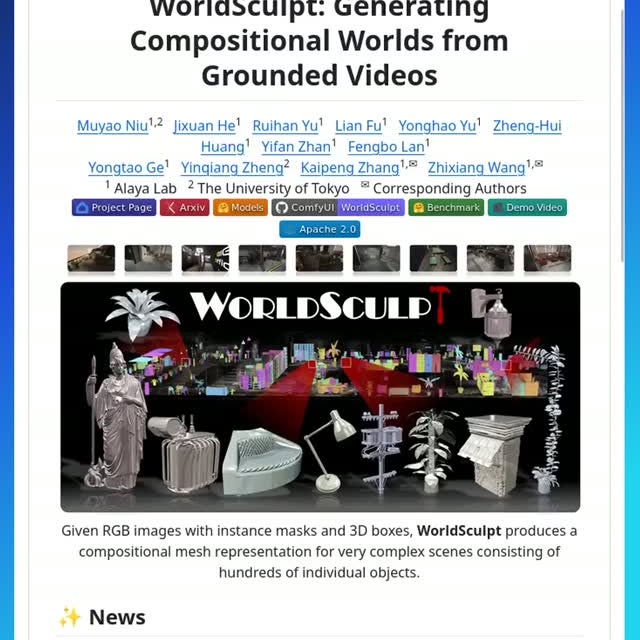 Most AI 3D tools give you a frozen mesh. This one gives you the actual code behind the model. 

WorldSculpt is the resea