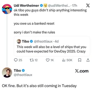 OPENAI 🔥: A new banked reset for Codex and ChatGPT Work users is coming. A big ship on Tuesday is confirmed too!
I fe