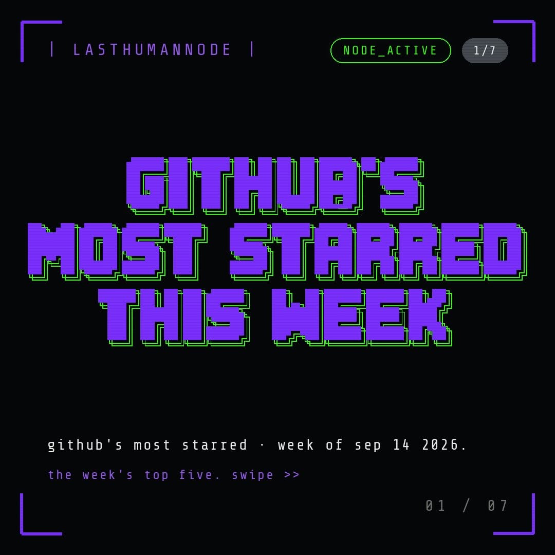 SUNDAY REPOS

Make sure to follow the back up @lasthumanarchives 

GITHUB’S MOST STARRED — 9.14-9.20

Five repos worth y