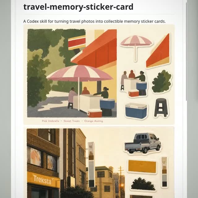 Give this AI one vacation photo, and it turns the memory into a collectible sticker card. 

Travel Memory Sticker Card u