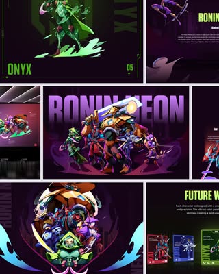 Ronin Neon - Character Illustration & Card Design