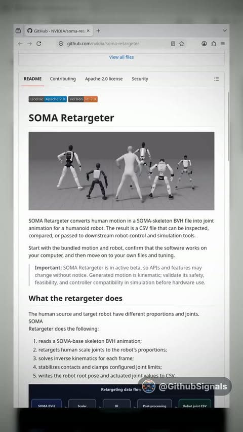 A human walks once, and this tool turns that motion into commands a robot can actually use. 

NVIDIA’s SOMA Retargeter t