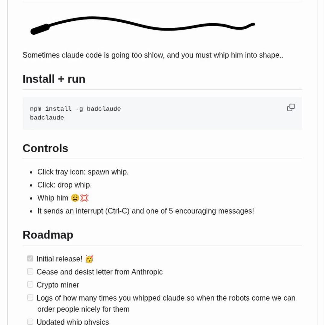 Whip Your AI Into Shape with BadClaude

Ever feel like your AI is moving too slowly and you just want to get things done
