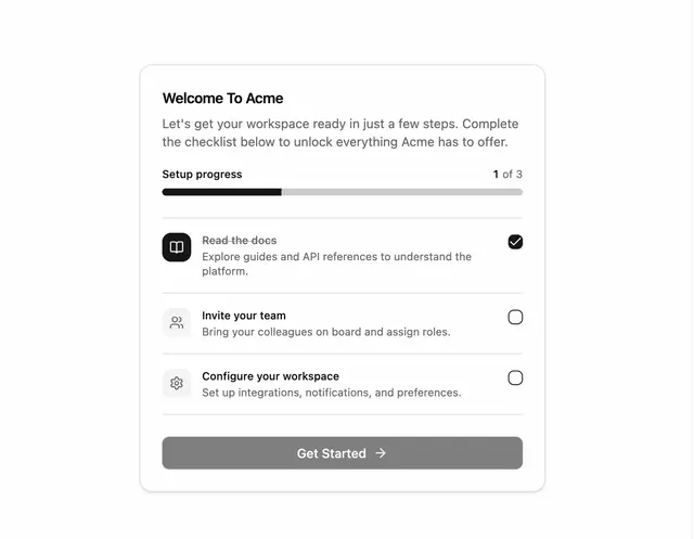 Welcome Checklist Card