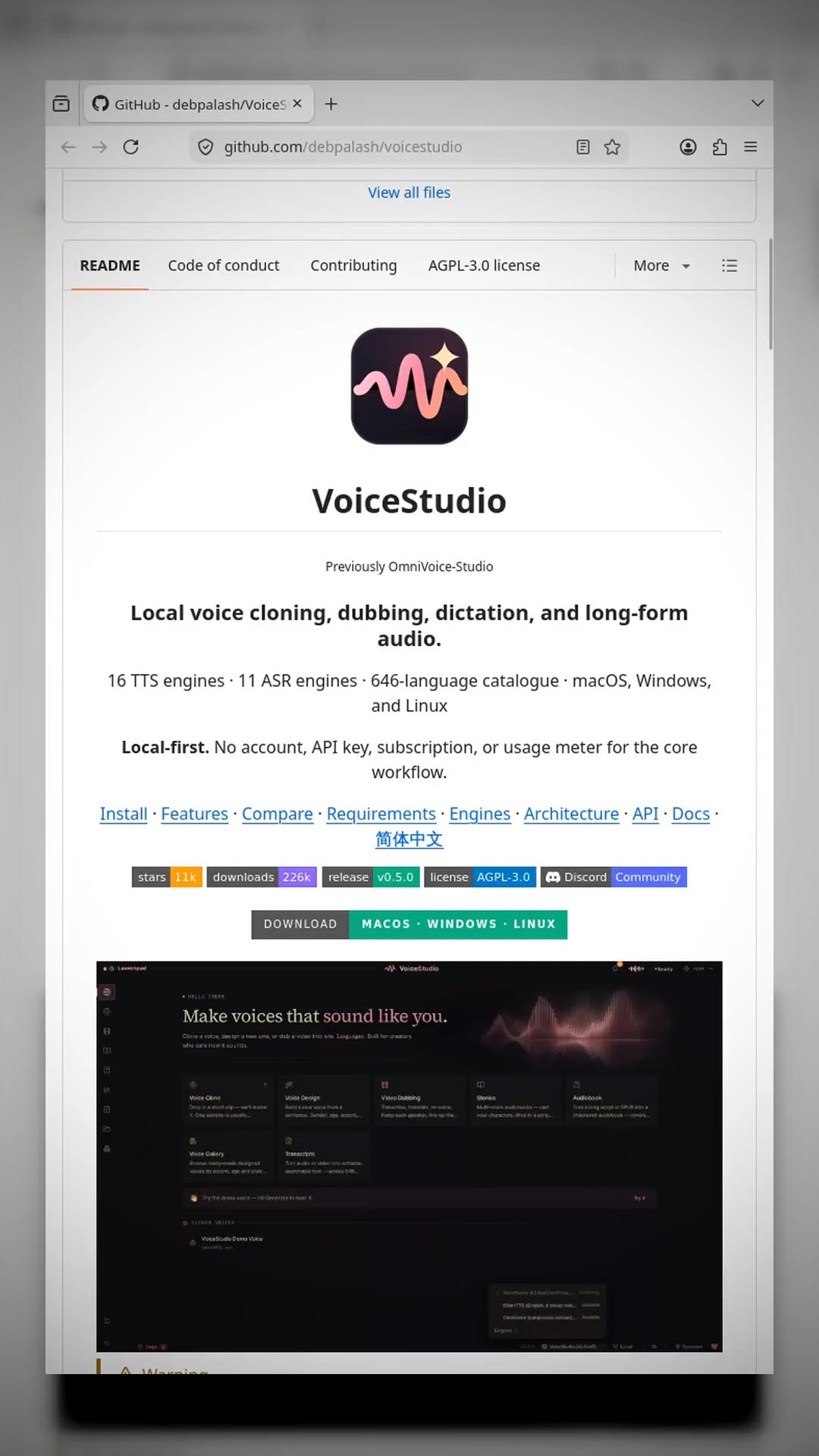 This app lets you clone voices, dub videos, and generate audiobooks without sending your audio to the cloud.

VoiceStudi