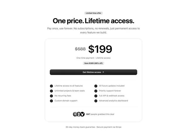 Lifetime Deal Pricing Card